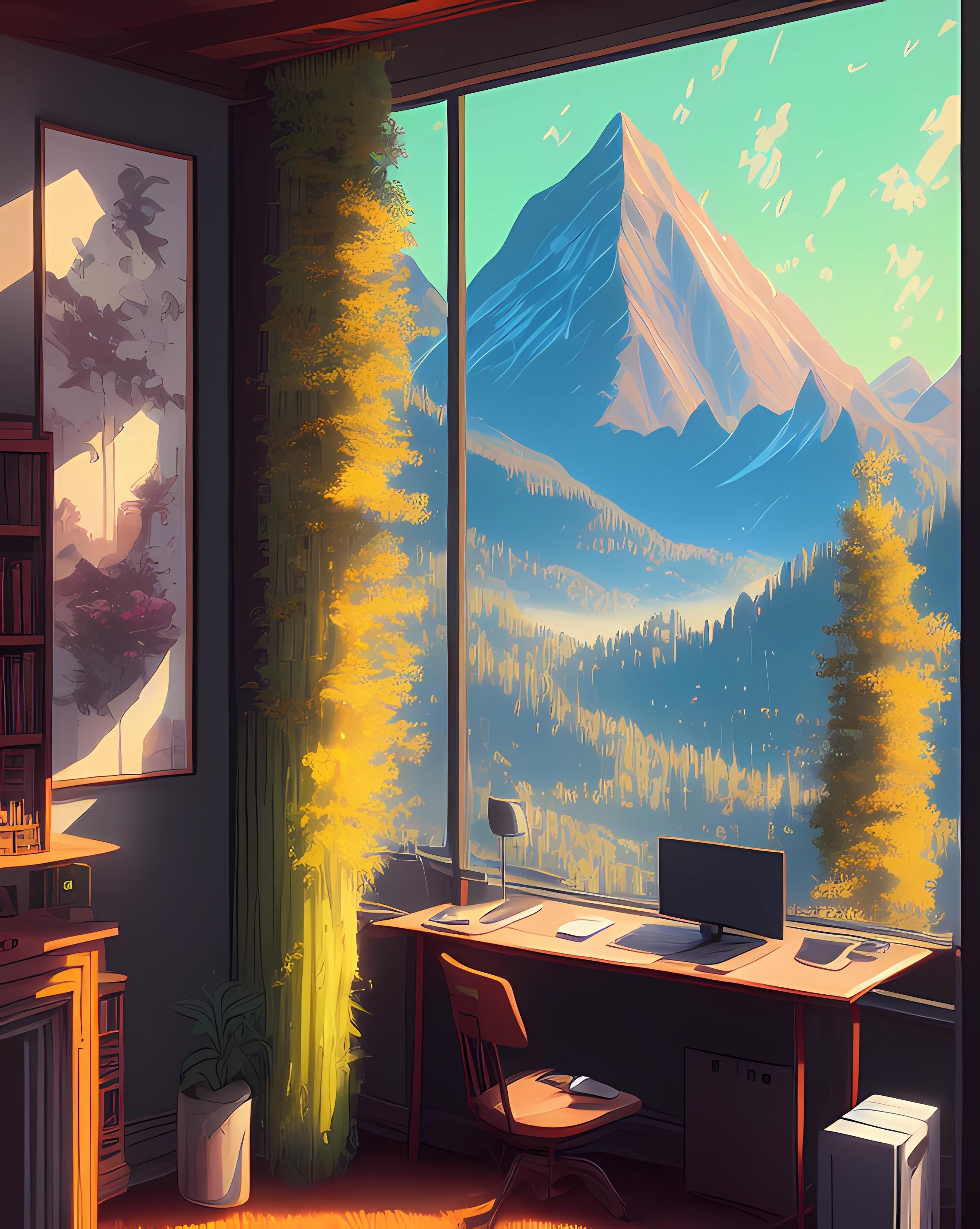 Premium AI Image | cozy anime house fantasy landscape